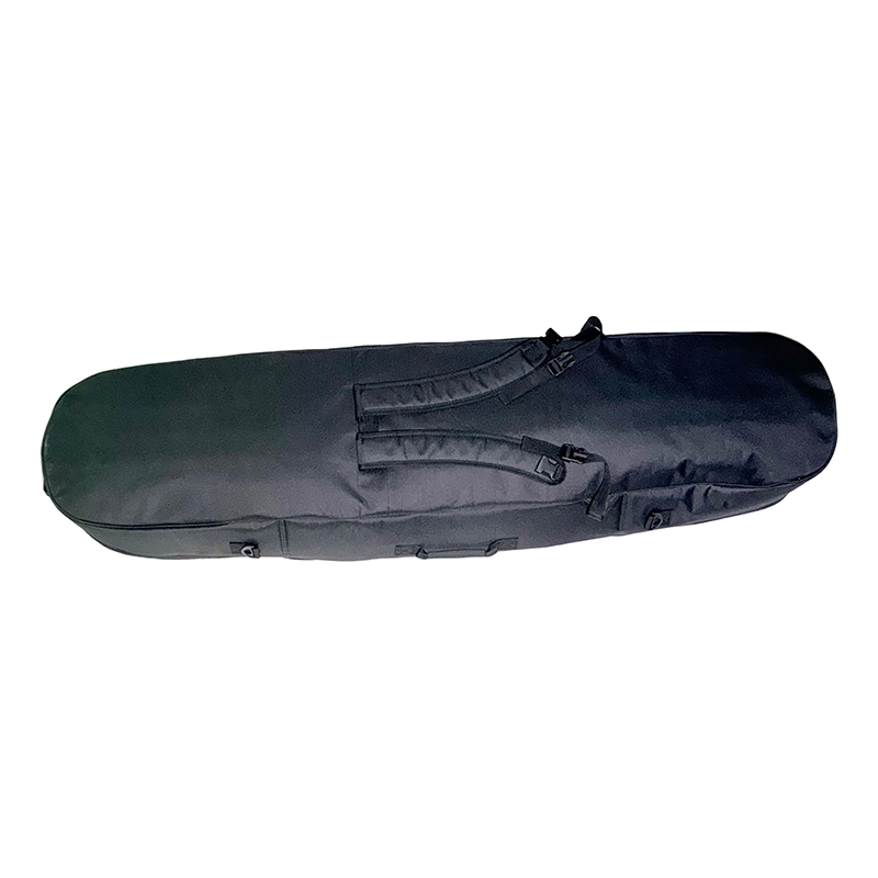 Side exterior view of black custom snowboard travel bag for air travel protection direct from factory