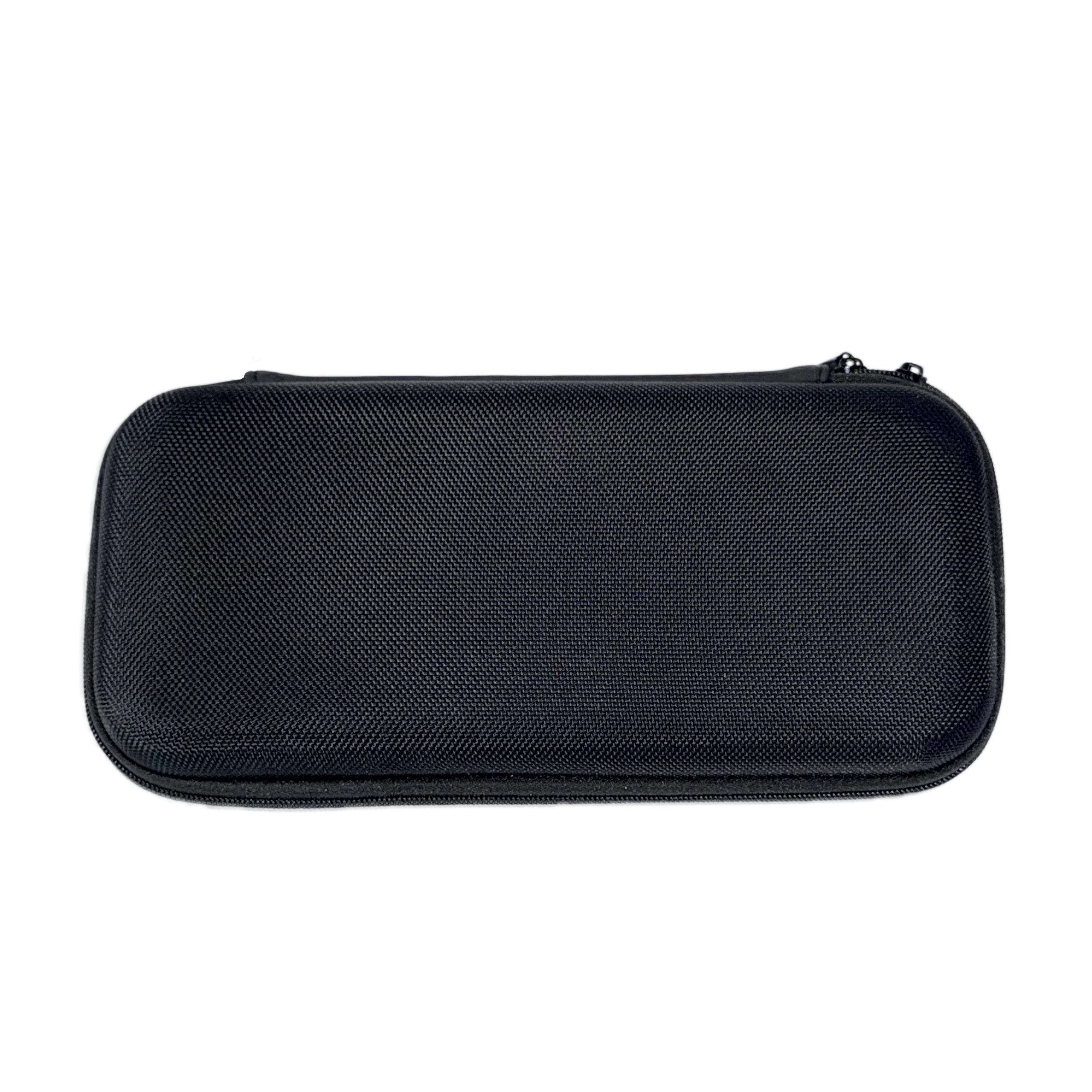 Top view of a black waterproof EVA hard shell case for Nintendo Switch 2, manufactured in China.